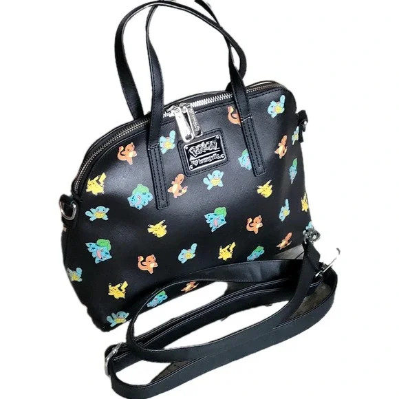 Loungefly Pokémon Black Purse RARE Retired All-Over Print Starters HEART LOGO - Picture 5 of 15